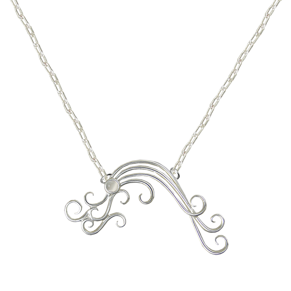 Sterling Silver Gentle Sea Breeze Necklace With White Moonstone